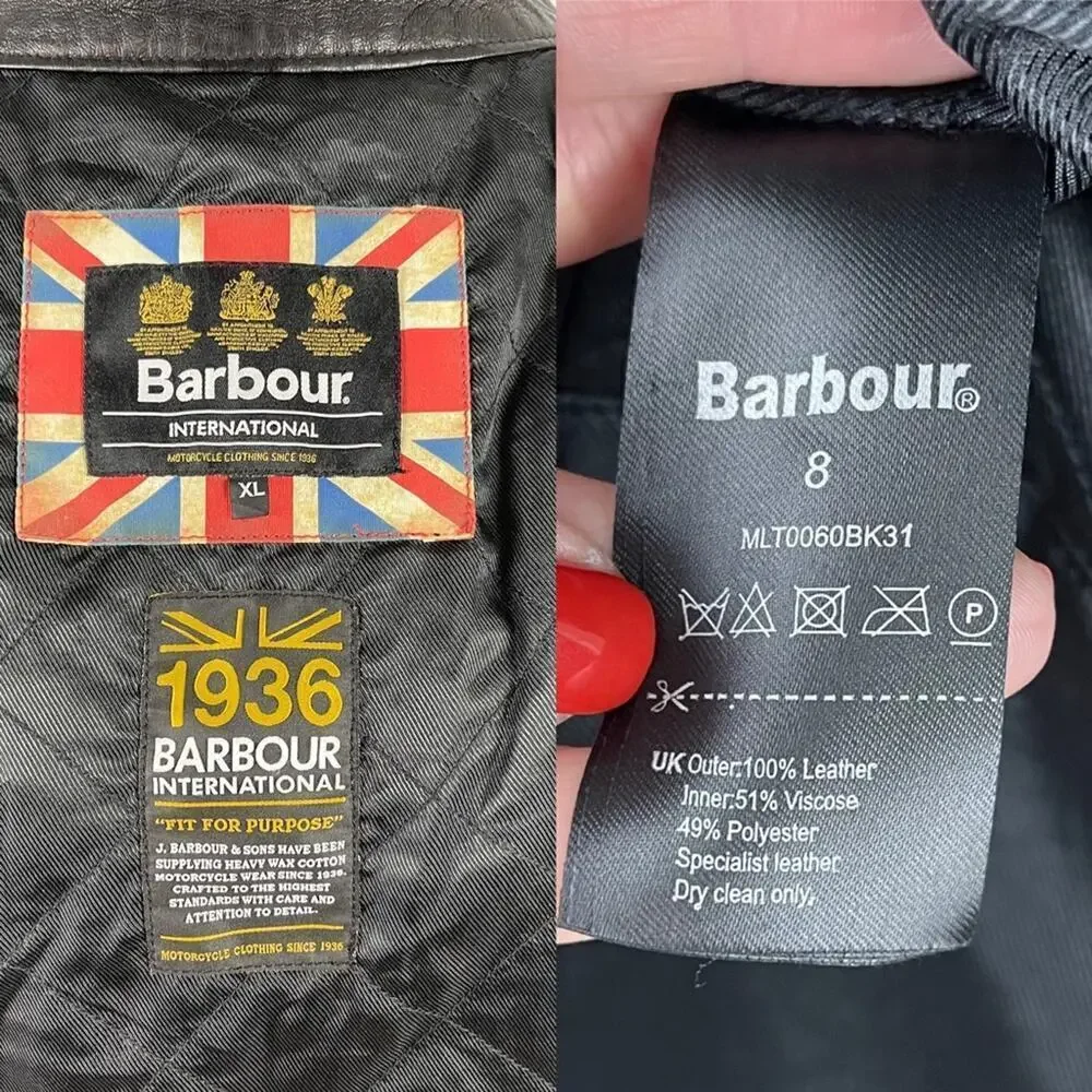 BARBOUR INTERNATIONAL MEN'S SADDLER BLACK LEATHER JACKET SIZE XL MLT0060BK31 - Picture 15 of 16